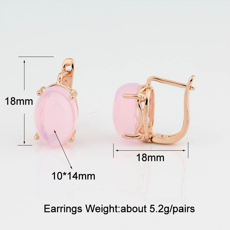 Rose Gold Color Pendant Necklace and Earrings Fashion Jewelry Sets