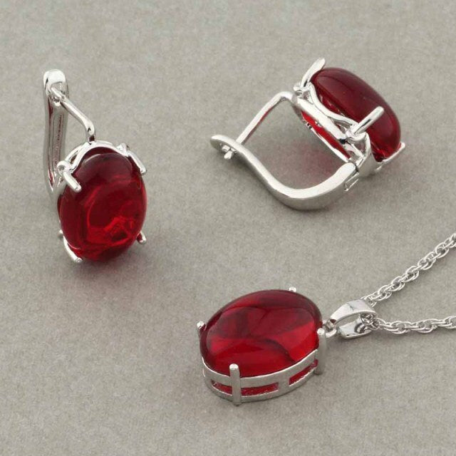 Rose Gold Color Pendant Necklace and Earrings Fashion Jewelry Sets