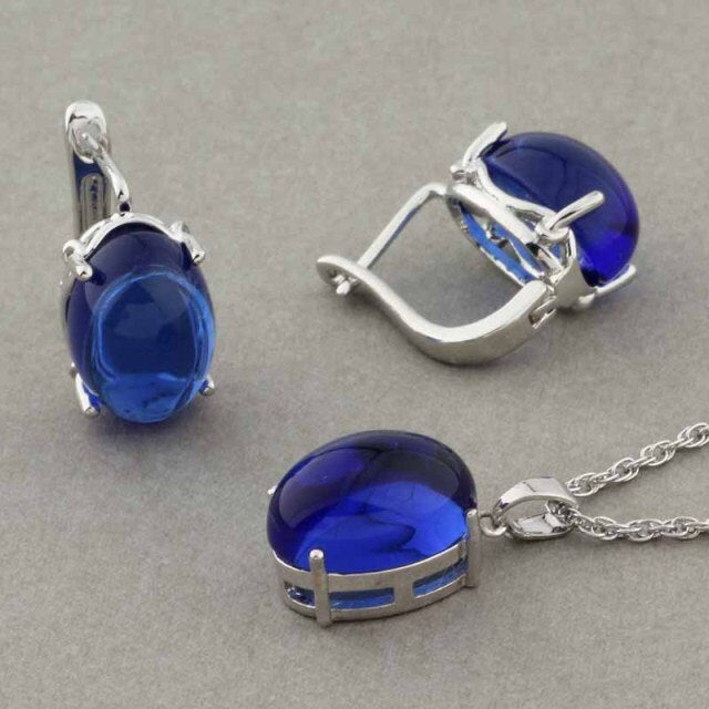 Rose Gold Color Pendant Necklace and Earrings Fashion Jewelry Sets