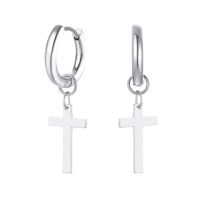 Dainty Minimalist Gold Color Dangling Cross Shaped  Earrings