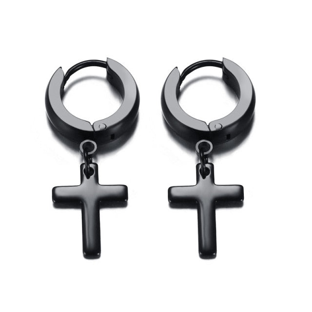 Dainty Minimalist Gold Color Dangling Cross Shaped  Earrings