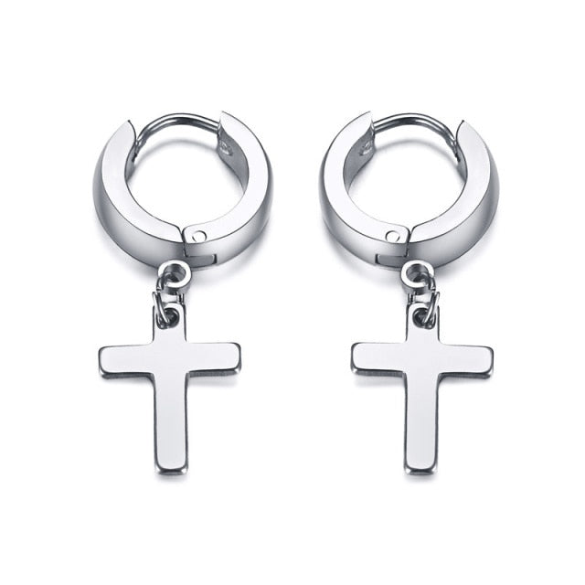 Dainty Minimalist Gold Color Dangling Cross Shaped  Earrings