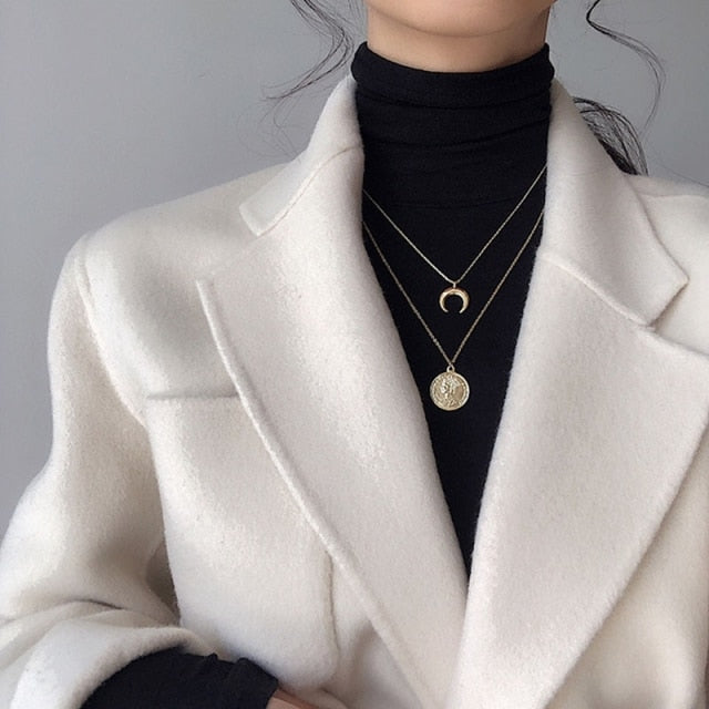 Retro Portrait Exaggerated Thick Chain Necklace