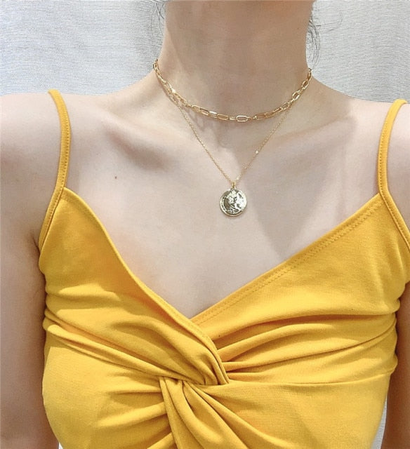 Retro Portrait Exaggerated Thick Chain Necklace