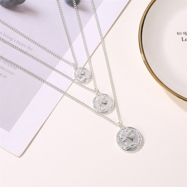 Retro Portrait Exaggerated Thick Chain Necklace