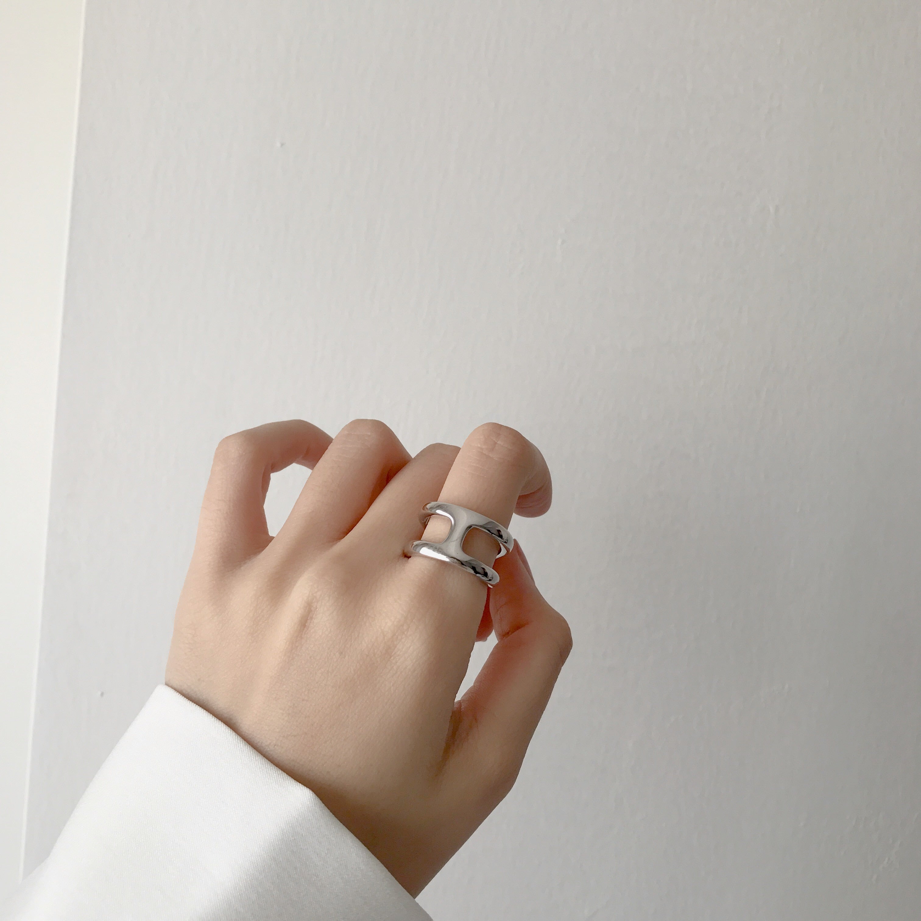 Korean Vintage Metal Silver Color Open Ring
