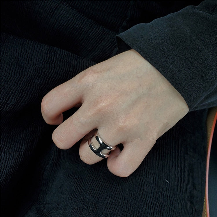 Korean Vintage Metal Silver Color Open Ring