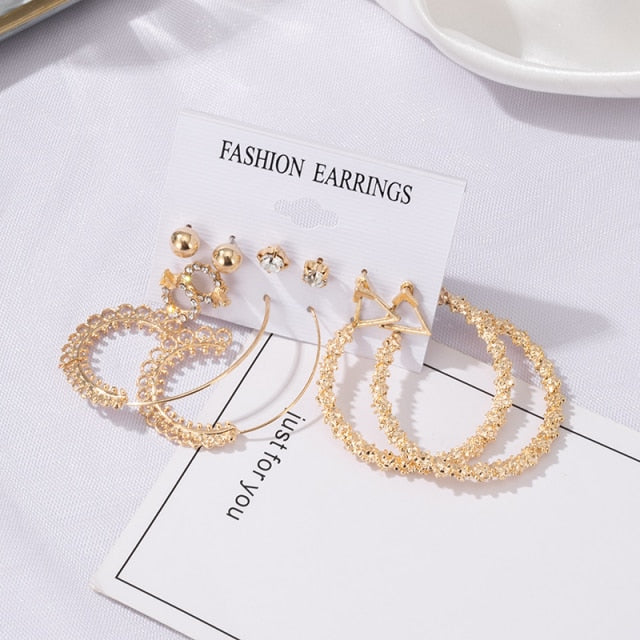 Women's Earrings Set Korean Pearl Hoop Earrings