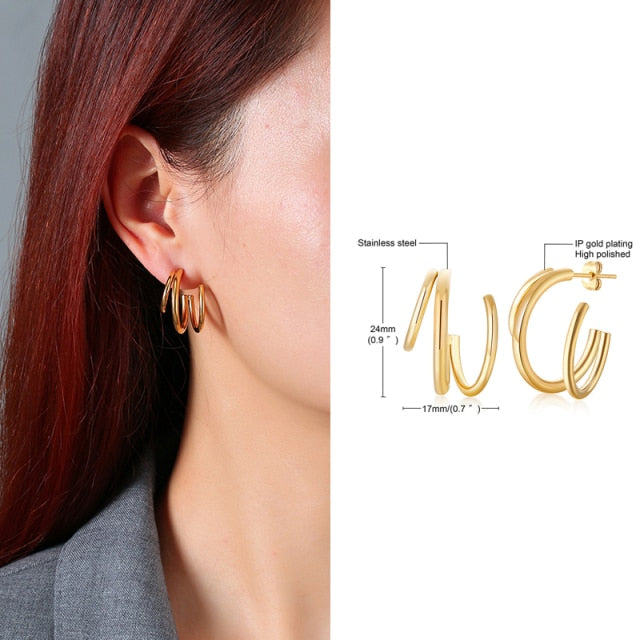 Square Geometric Rectangle Hoop Earrings