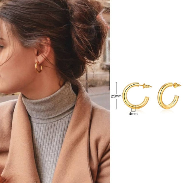 Square Geometric Rectangle Hoop Earrings