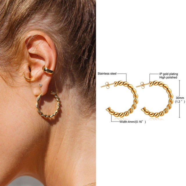 Square Geometric Rectangle Hoop Earrings