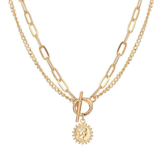 Thick Chain Toggle Clasp Gold Necklaces