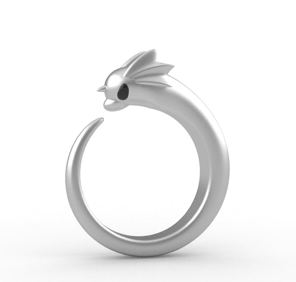 Mini anillo de dragón bañado en plata mate