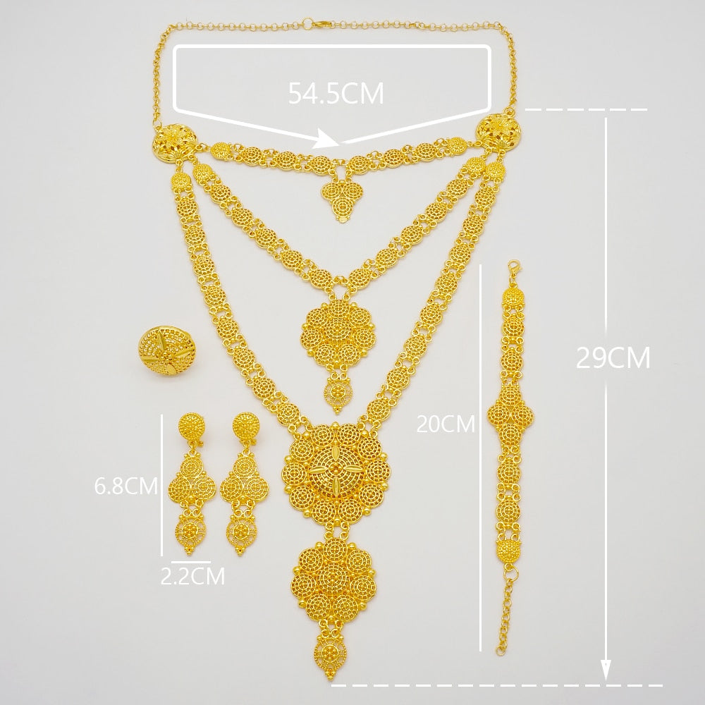 24K Jewelery Gold Necklace & Earring Set