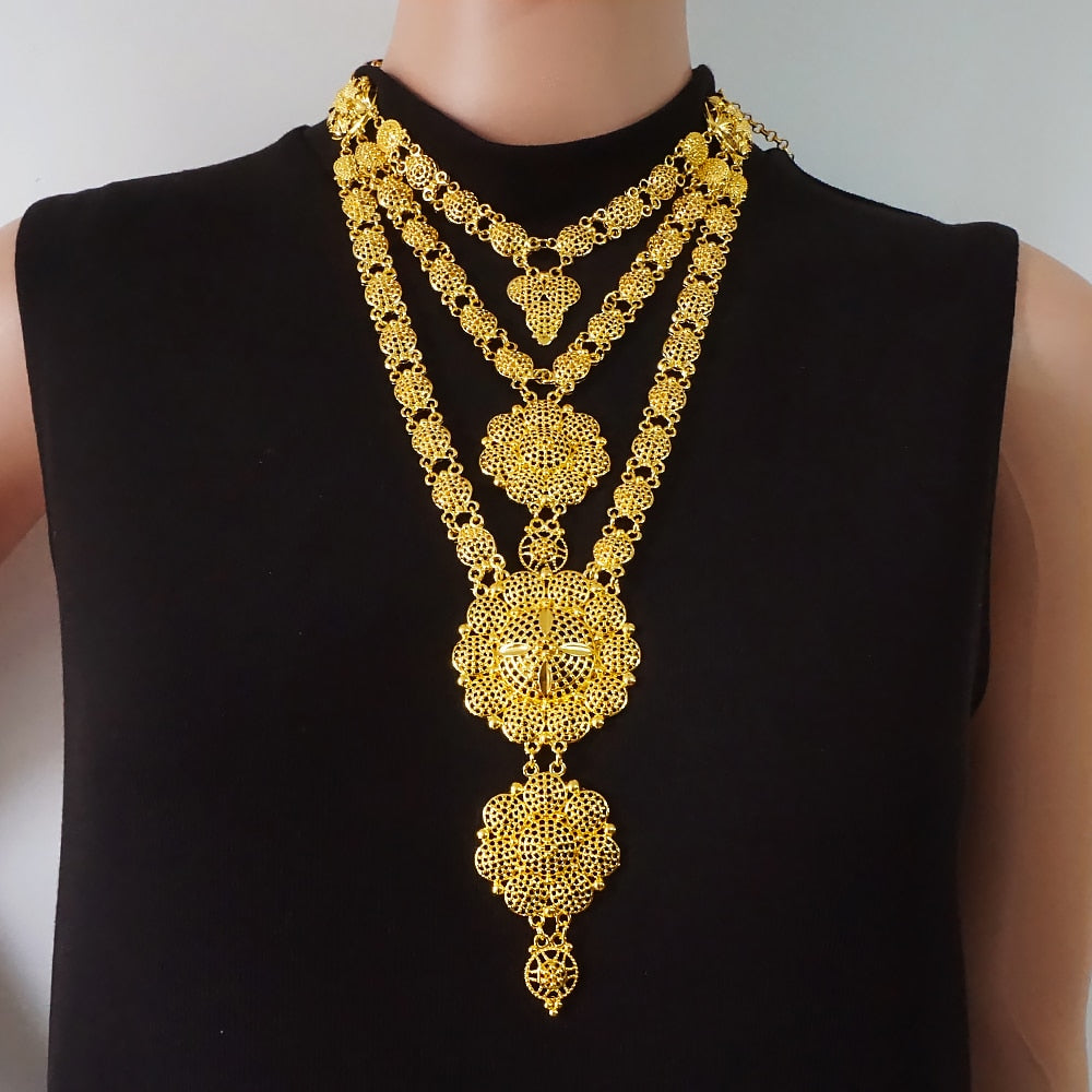24K Jewelery Gold Necklace & Earring Set