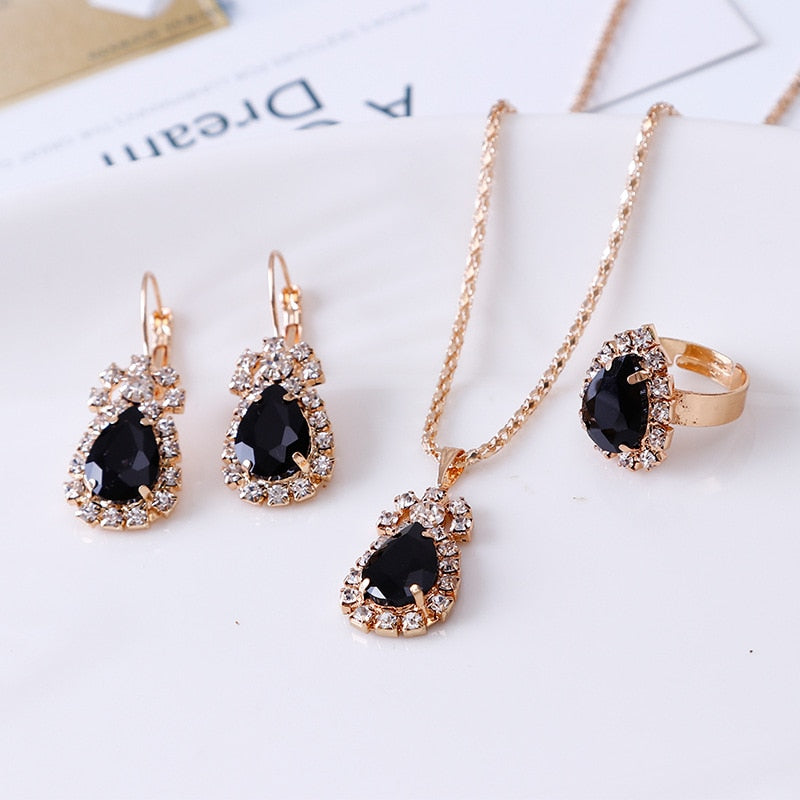 Elegant Gold Color Austrian Crystal Jewelry Set