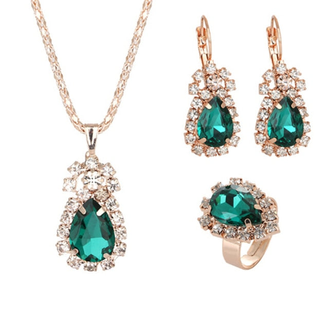 Elegant Gold Color Austrian Crystal Jewelry Set