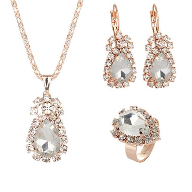 Elegant Gold Color Austrian Crystal Jewelry Set