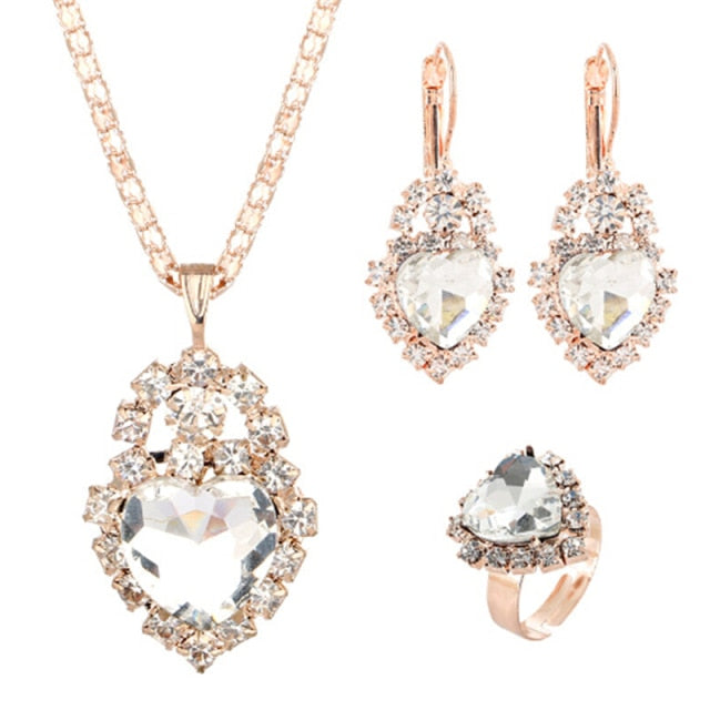 Elegant Gold Color Austrian Crystal Jewelry Set