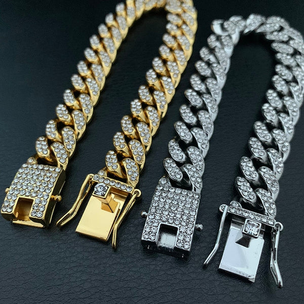 Pulsera de hip hop para hombre con piedras AAA brillantes y pavé helado de 51 g