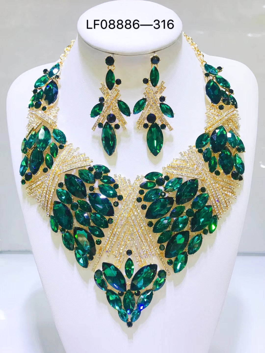 Dubai 24k Gold Big  Women Wedding Long Necklace Ethiopian Set