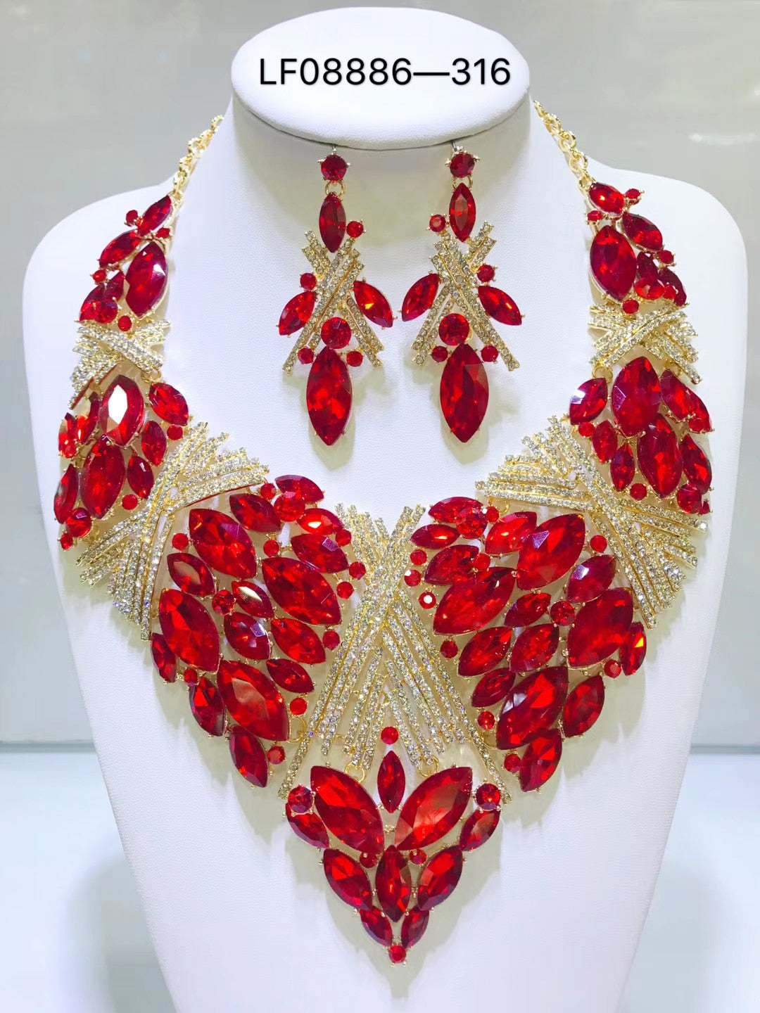 Dubai 24k Gold Big  Women Wedding Long Necklace Ethiopian Set