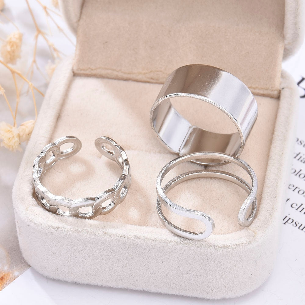 3pcs Hip Hop Punk Open Ring