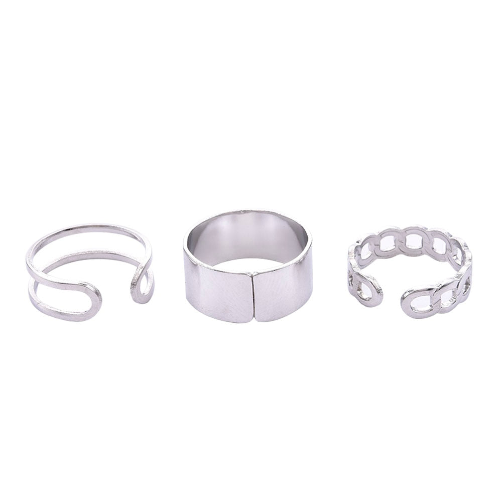 3pcs Hip Hop Punk Open Ring