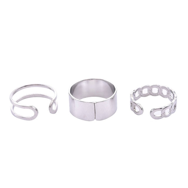 3pcs Hip Hop Punk Open Ring