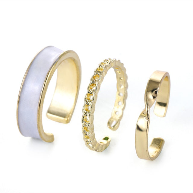 3pcs Hip Hop Punk Open Ring