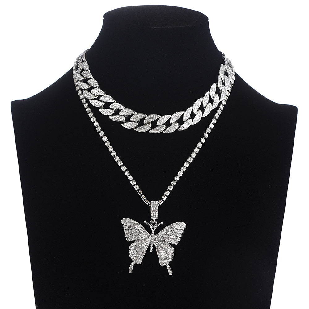 Glam Butterfly Necklace Set