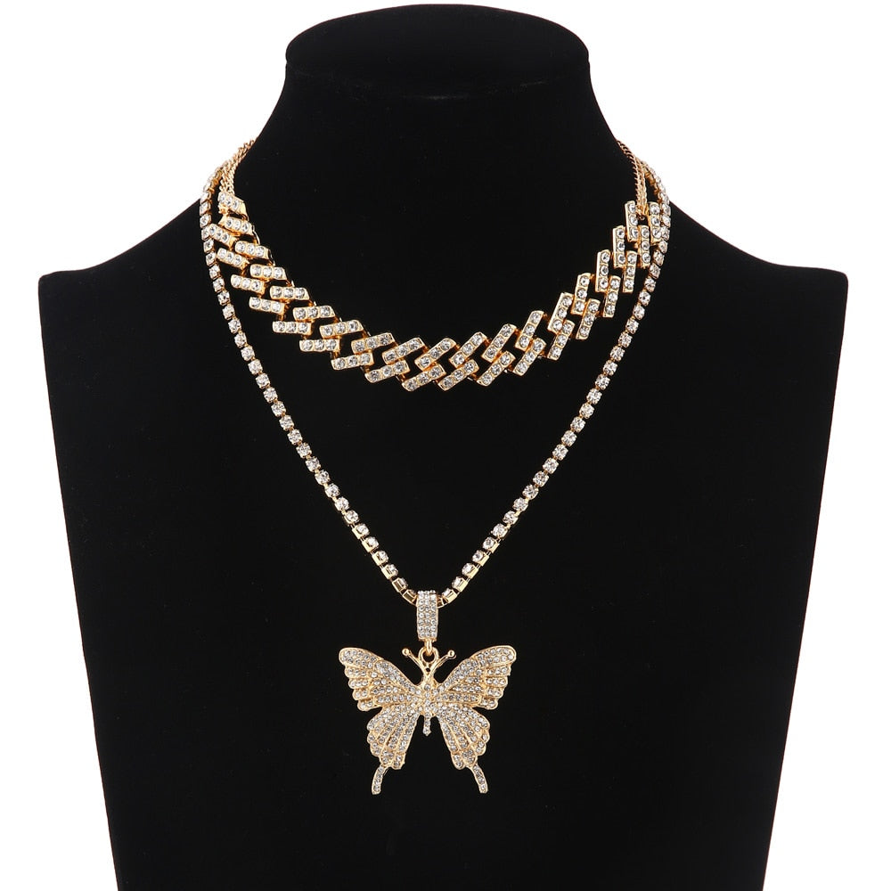 Glam Butterfly Necklace Set