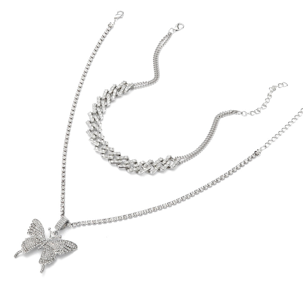 Glam Butterfly Necklace Set