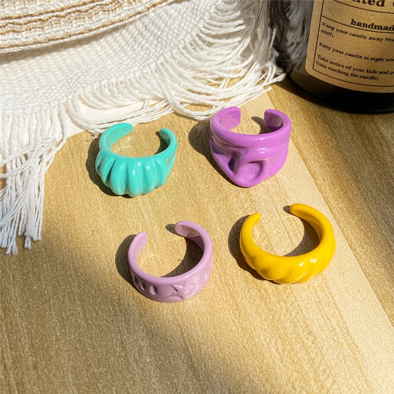 Colorful Geometric Chain Acrylic Ring