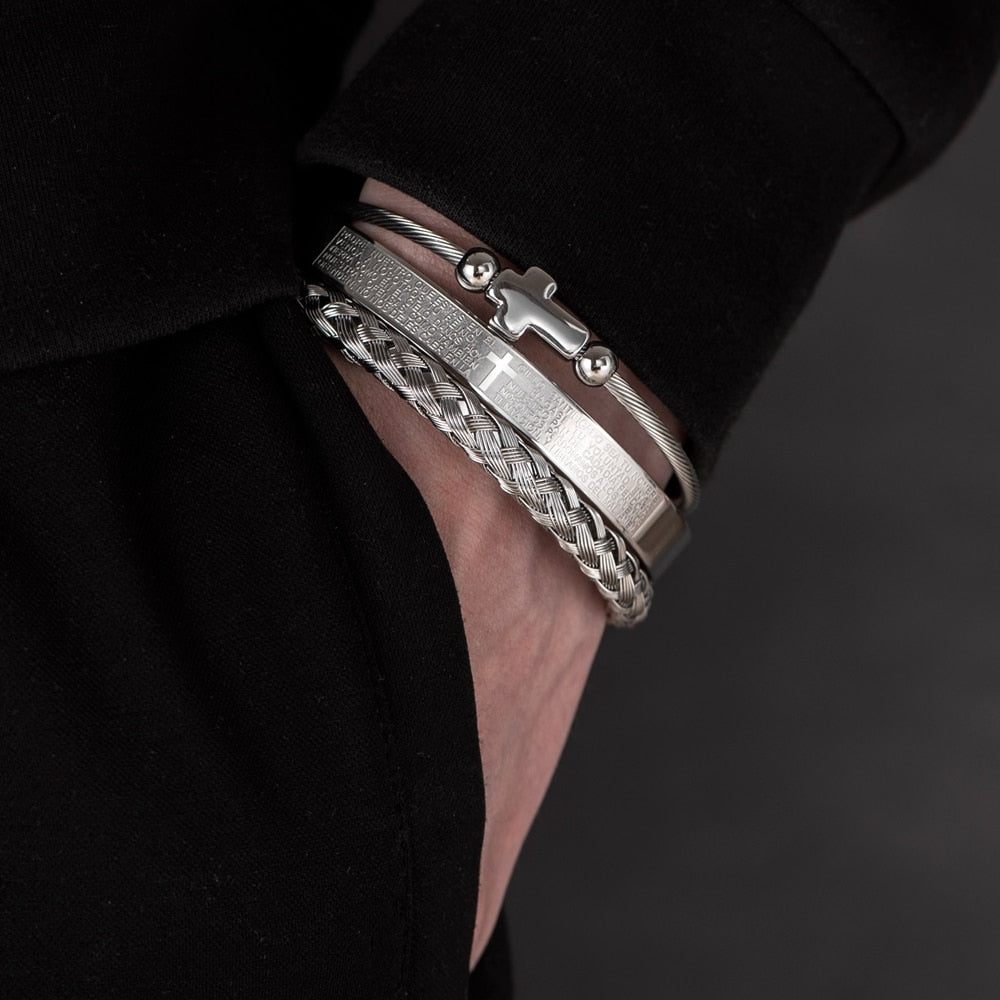 Hip Hop Men Cross Charm  Carving Spanish Bracelet