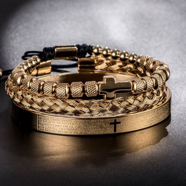 Hip Hop Men Cross Charm  Carving Spanish Bracelet
