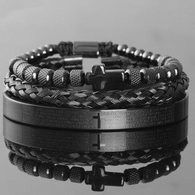 Hip Hop Men Cross Charm  Carving Spanish Bracelet