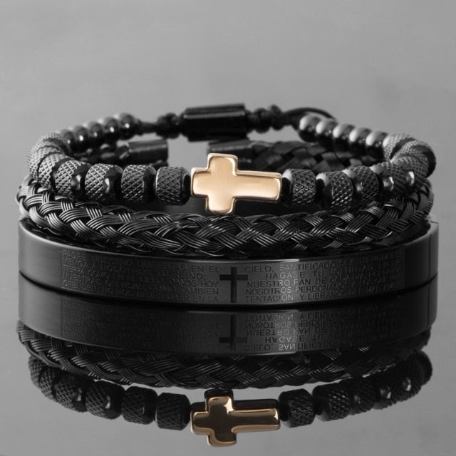 Hip Hop Men Cross Charm  Carving Spanish Bracelet