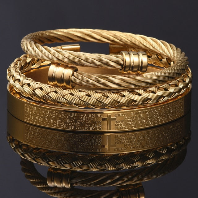 Hip Hop Men Cross Charm  Carving Spanish Bracelet