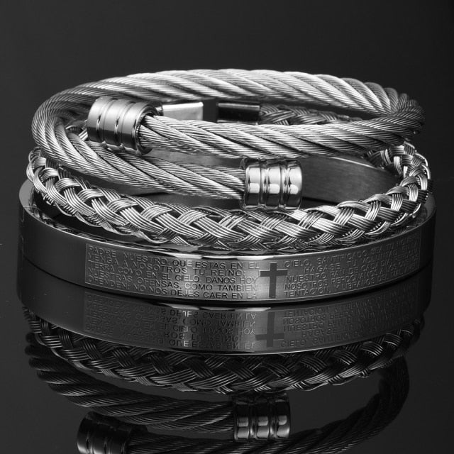 Hip Hop Men Cross Charm  Carving Spanish Bracelet