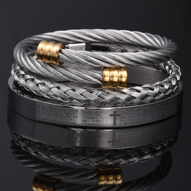Hip Hop Men Cross Charm  Carving Spanish Bracelet