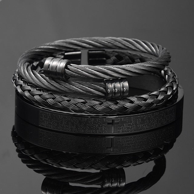 Hip Hop Men Cross Charm  Carving Spanish Bracelet