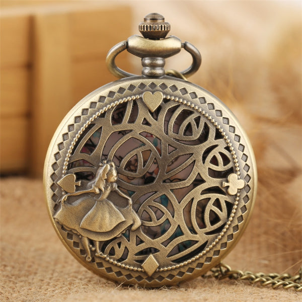 Reloj de bolsillo de cuarzo con temática de princesa encantadora, números romanos, esfera redonda.