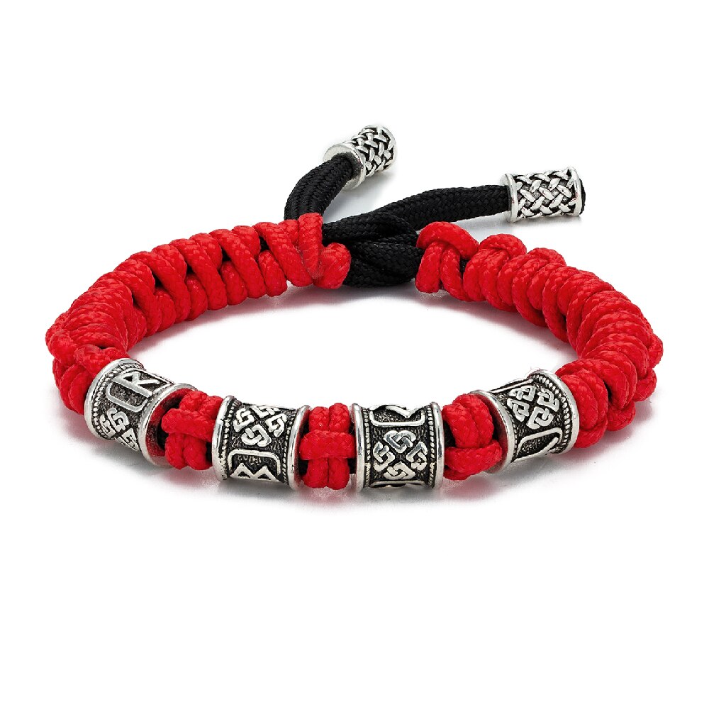 Norse Runes Beads  Braided Survival Paracord Rope Wristband