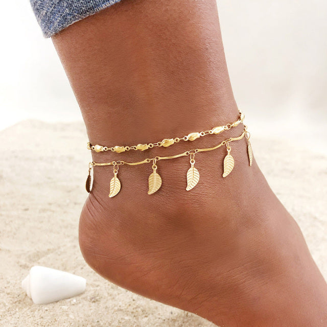 Gold Color Simple Chain Anklets For Women