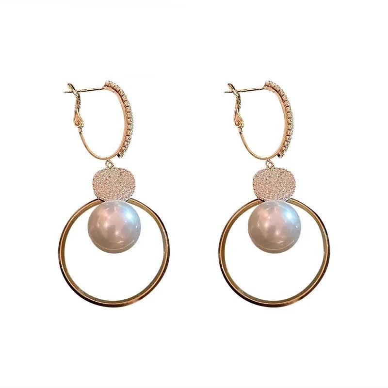 New Fashion Korean Oversized White Pearl Drop Earrings