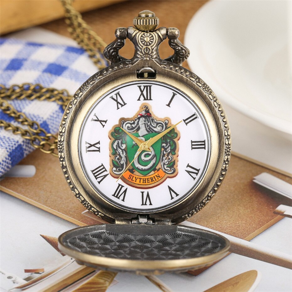 Quartz Pocket Watch Roman Numbers Display Bronze Retro Necklace Watch