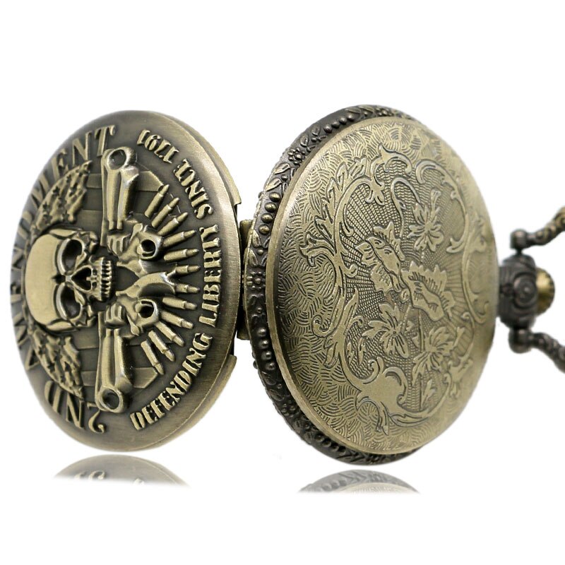 Antique Bronze Retro Steampunk Skull  Analog Pocket Watch