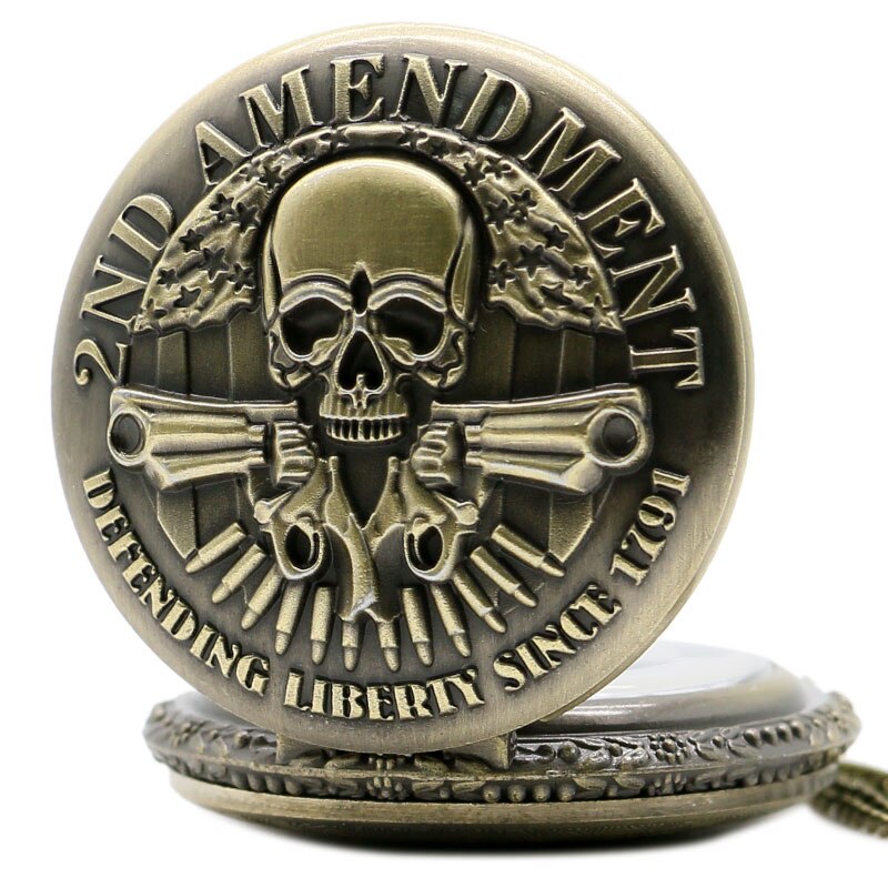 Antique Bronze Retro Steampunk Skull  Analog Pocket Watch