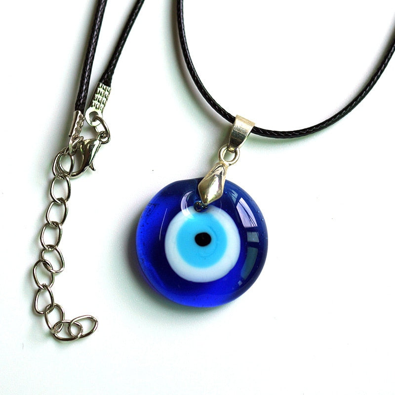 Sea Blue Evil Eye Pendants Necklace